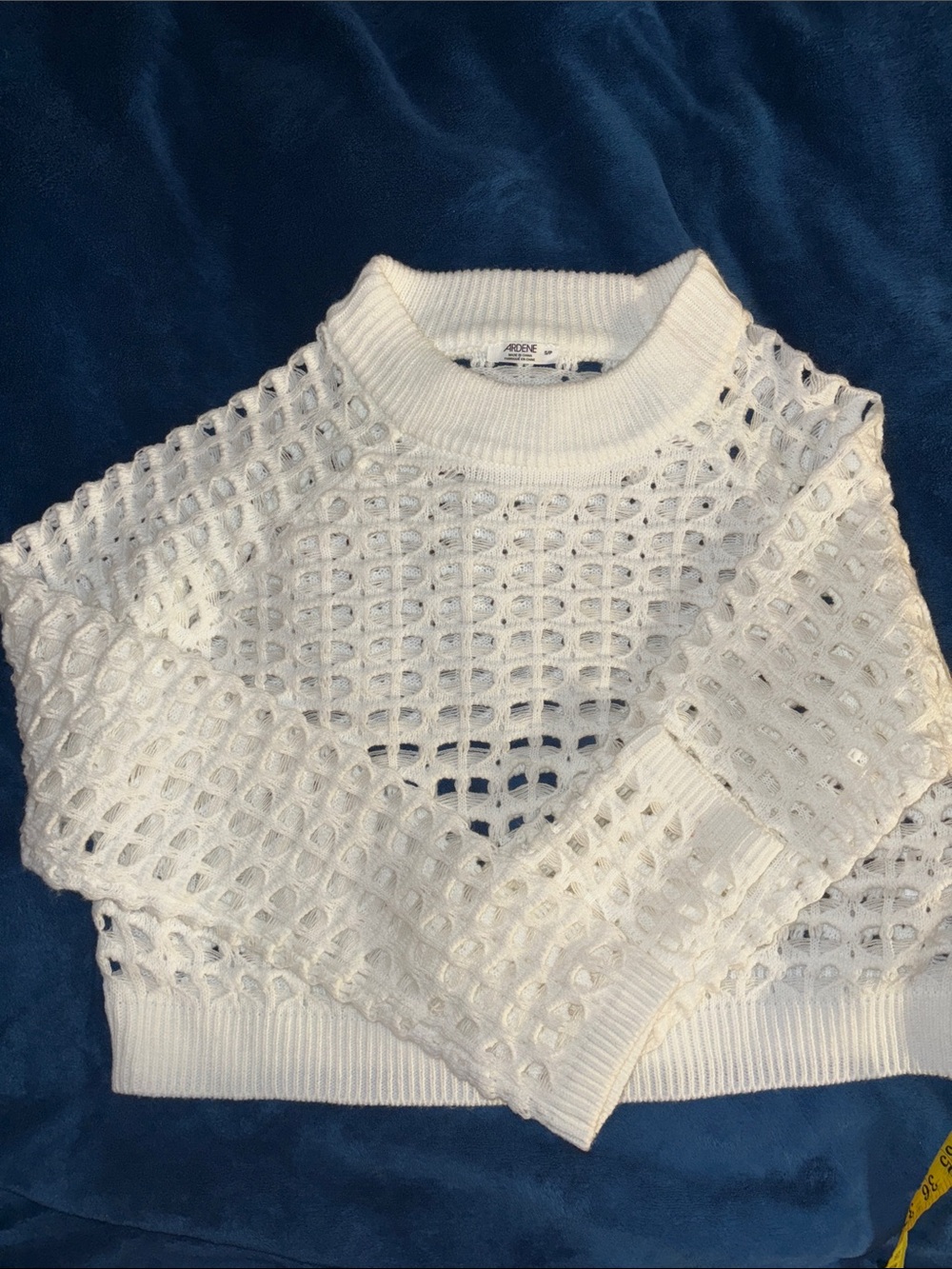 Ardene White Open-Weave Cropped Crew Sweater